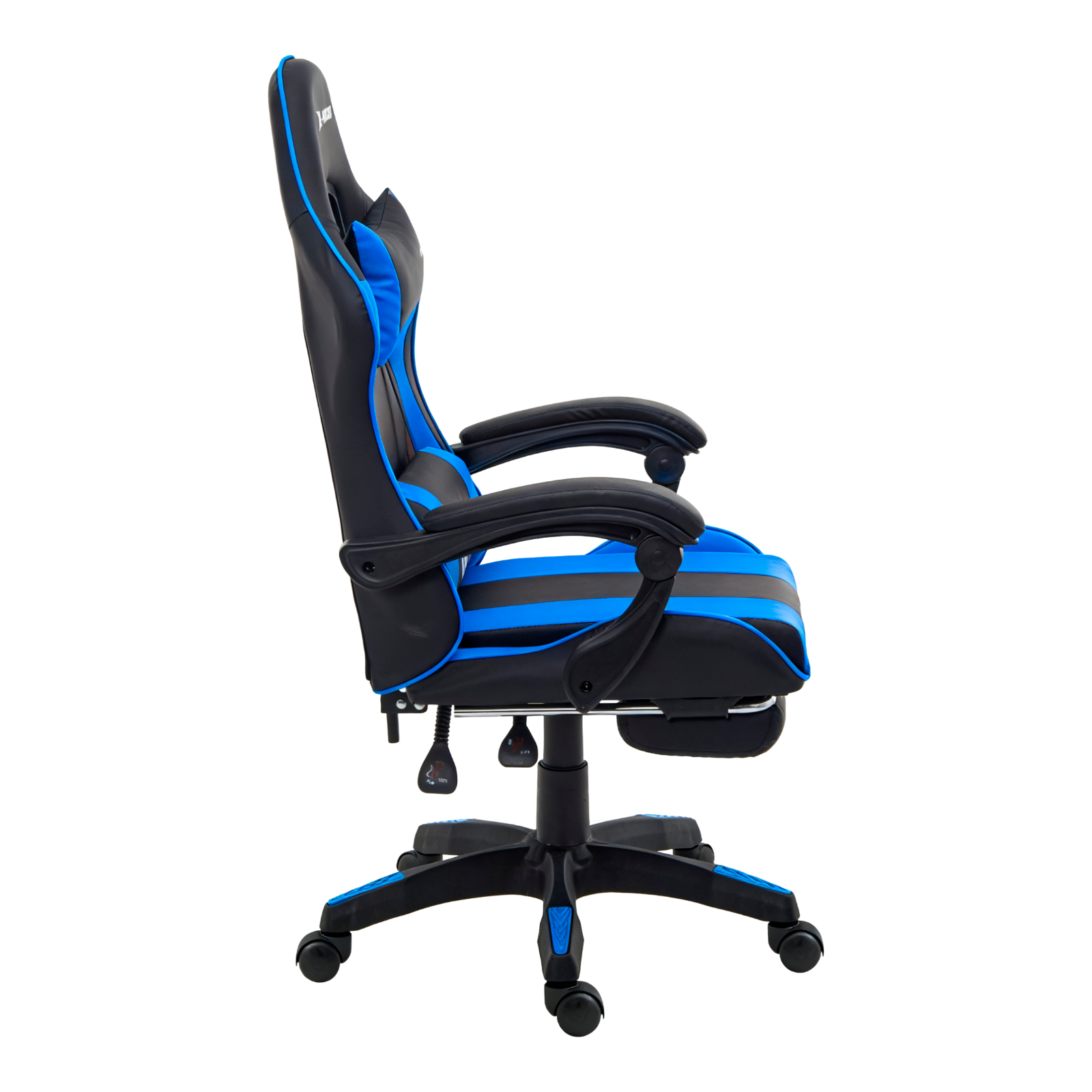 X-MICRO Silla Gamer Ergonómica Azul con Cojines Lumbar y Cervical, Reclinable y con Reposapiés XM-B98BU