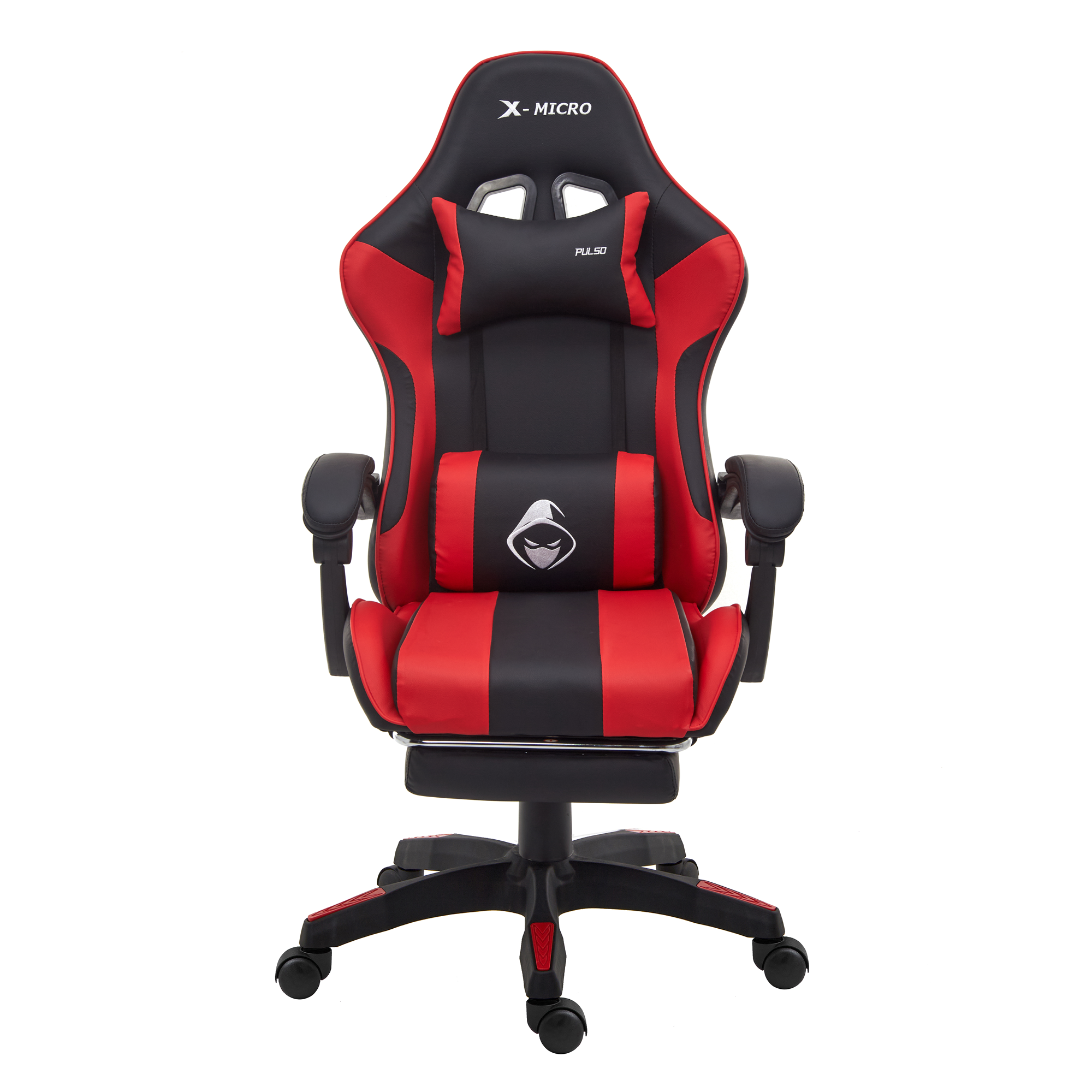 X-MICRO Silla Gamer Ergonómica Roja con Cojines Lumbar y Cervical, Reclinable y con Reposapiés XM-B98RD
