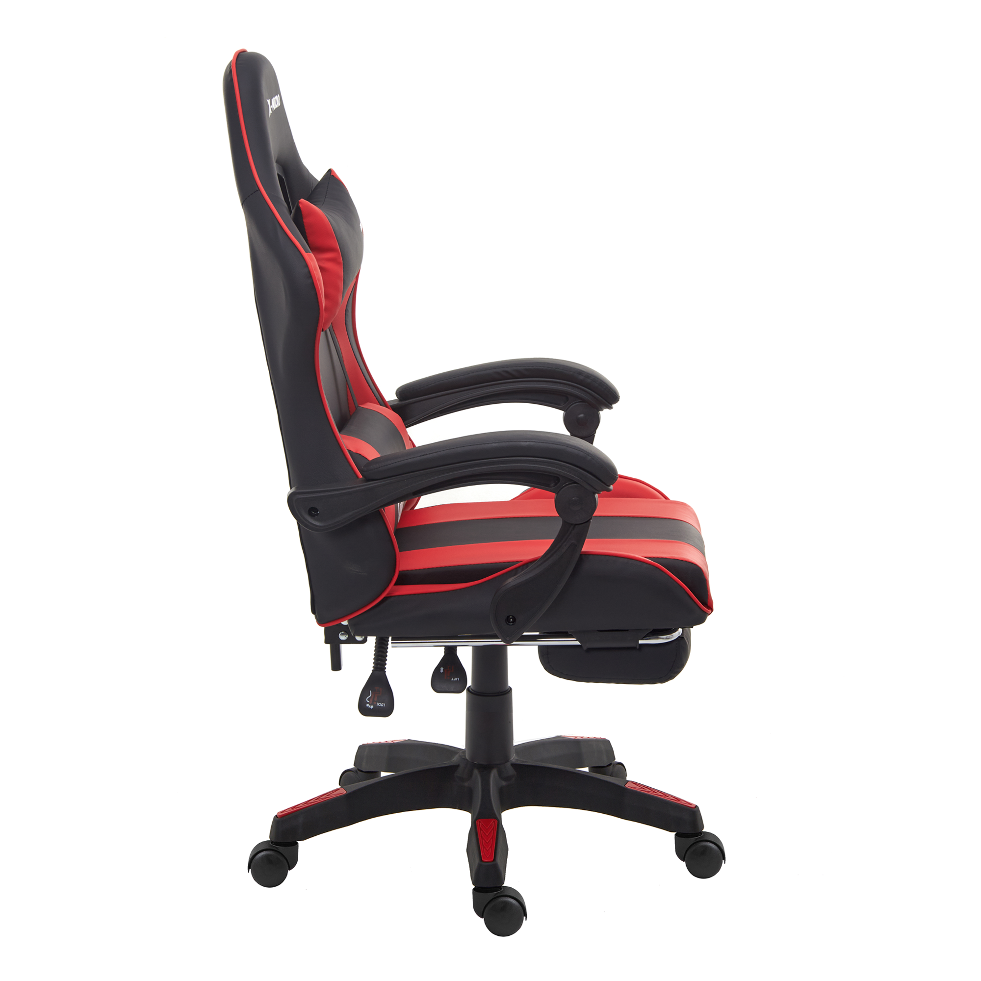 X-MICRO Silla Gamer Ergonómica Roja con Cojines Lumbar y Cervical, Reclinable y con Reposapiés XM-B98RD