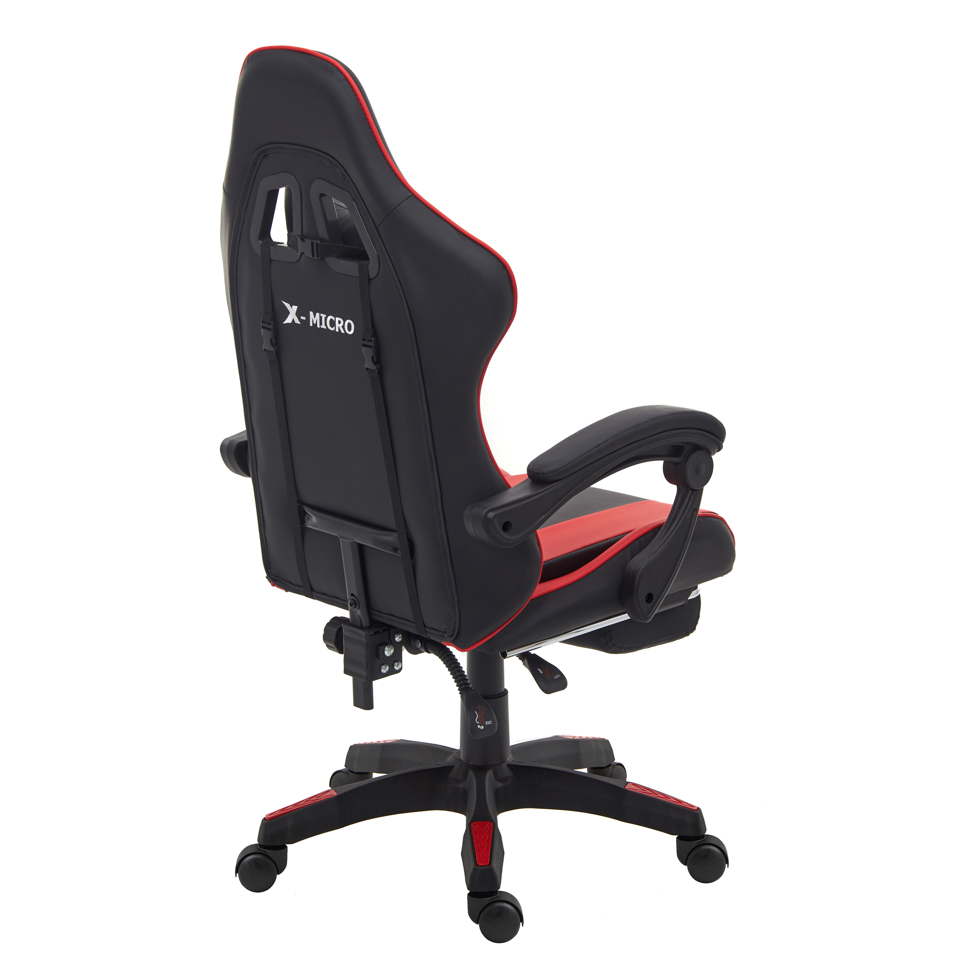 X-MICRO Silla Gamer Ergonómica Roja con Cojines Lumbar y Cervical, Reclinable y con Reposapiés XM-B98RD
