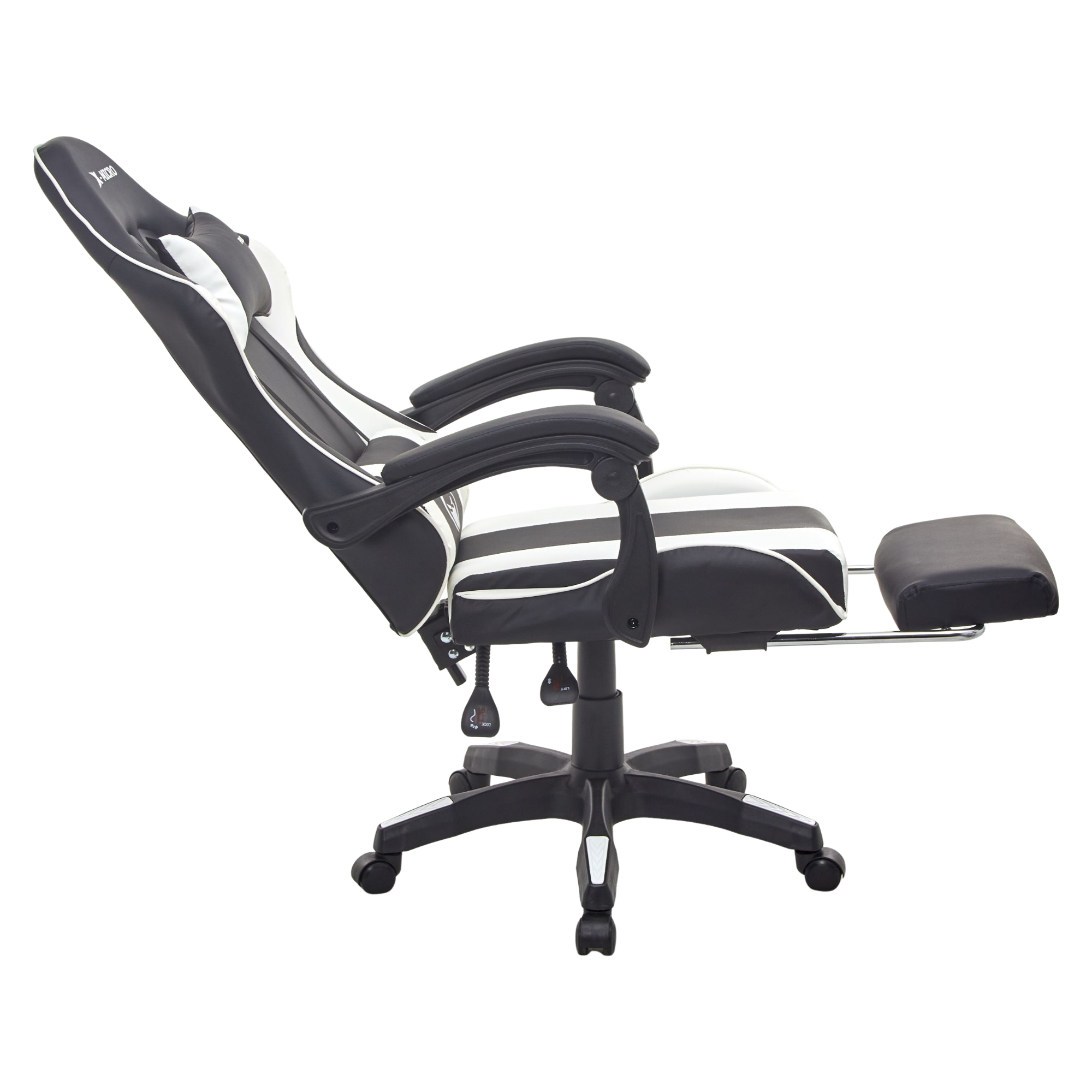 X-MICRO Silla Gamer Ergonómica Blanca con Cojines Lumbar y Cervical, Reclinable y con Reposapiés XM-B98WH