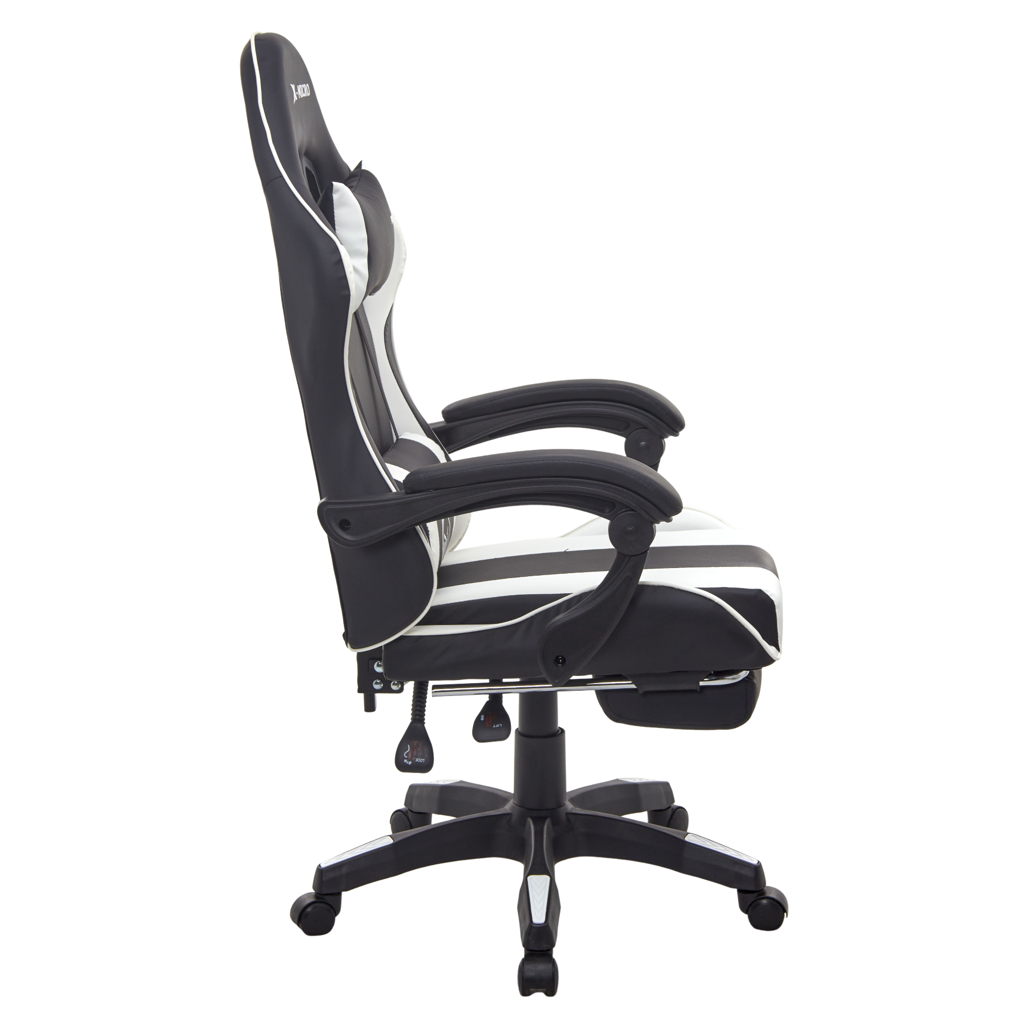 X-MICRO Silla Gamer Ergonómica Blanca con Cojines Lumbar y Cervical, Reclinable y con Reposapiés XM-B98WH