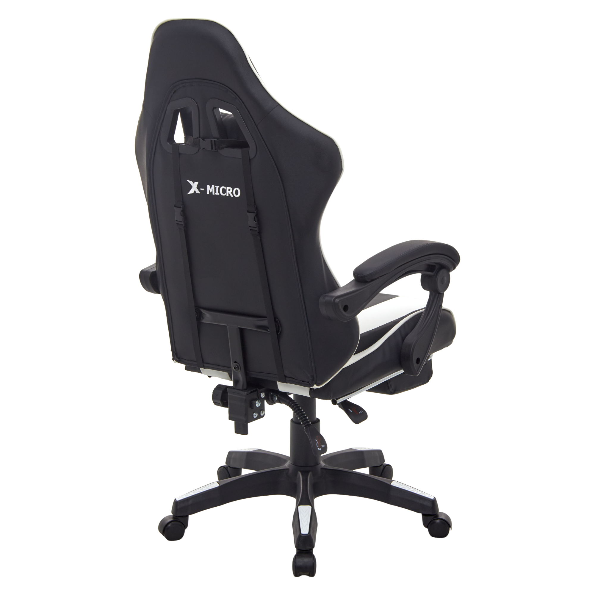X-MICRO Silla Gamer Ergonómica Blanca con Cojines Lumbar y Cervical, Reclinable y con Reposapiés XM-B98WH