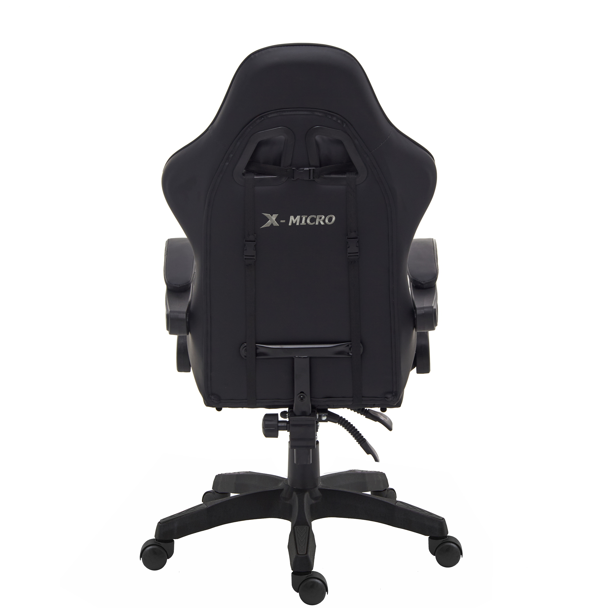 X-MICRO Silla Gamer Ergonómica Negra con Cojines Lumbar y Cervical, Reclinable y con Reposapiés XM-B99BK