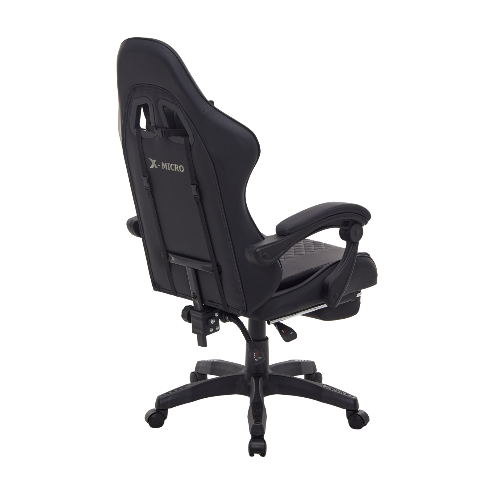 X-MICRO Silla Gamer Ergonómica Negra con Cojines Lumbar y Cervical, Reclinable y con Reposapiés XM-B99BK