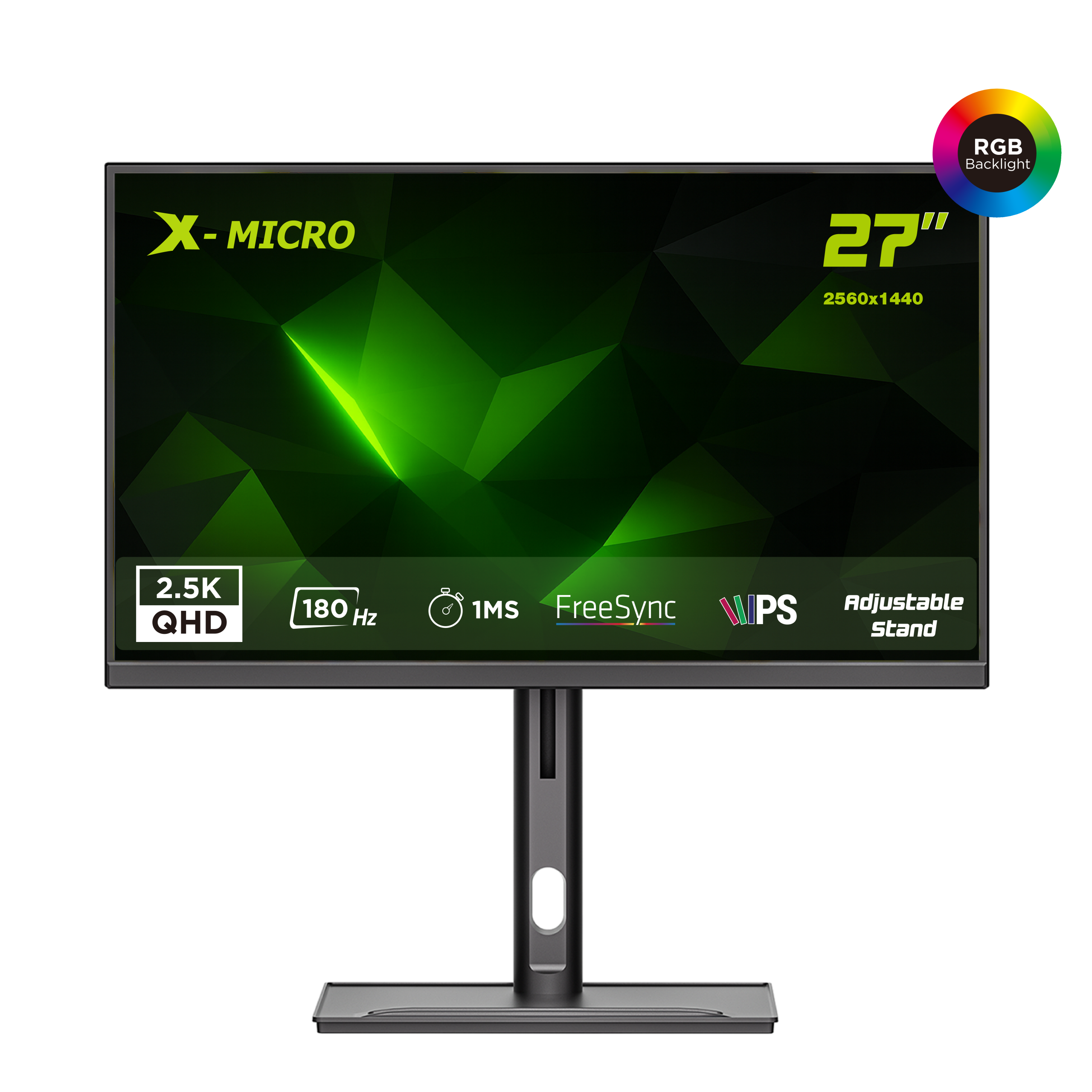 X-MICRO Monitor 27" QHD Plano 180Hz. 1ms  X27F-K01AQ RGB Backlight Adjustable Stand