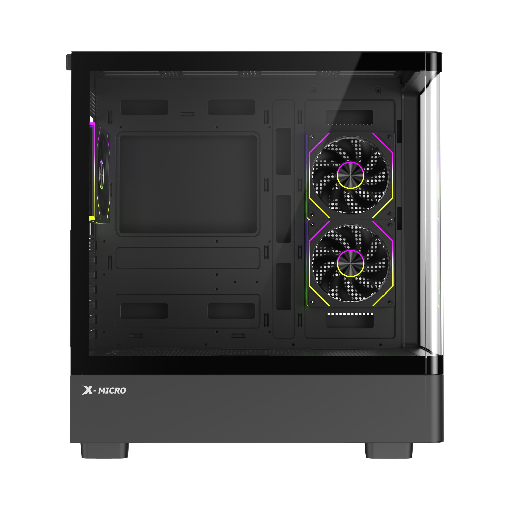 X-MICRO Gabinete Gamer Invictus Core 5 LCD con pantalla de 5″ – Negro - CSIC-5L-1B