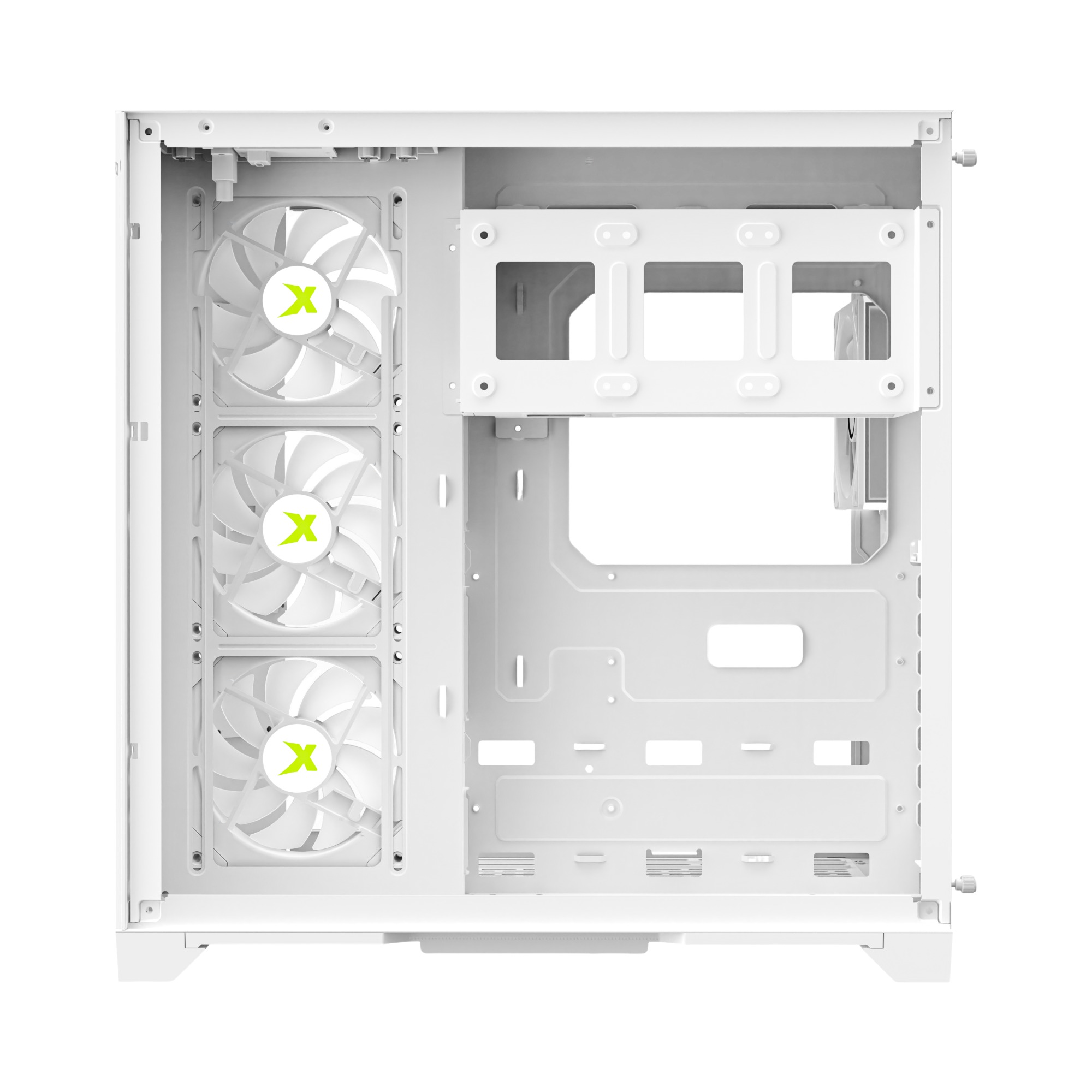 X-MICRO Gabinete Gamer Invictus Pro 9 LCD con pantalla integrada – Blanco – CSIP-9L-1W