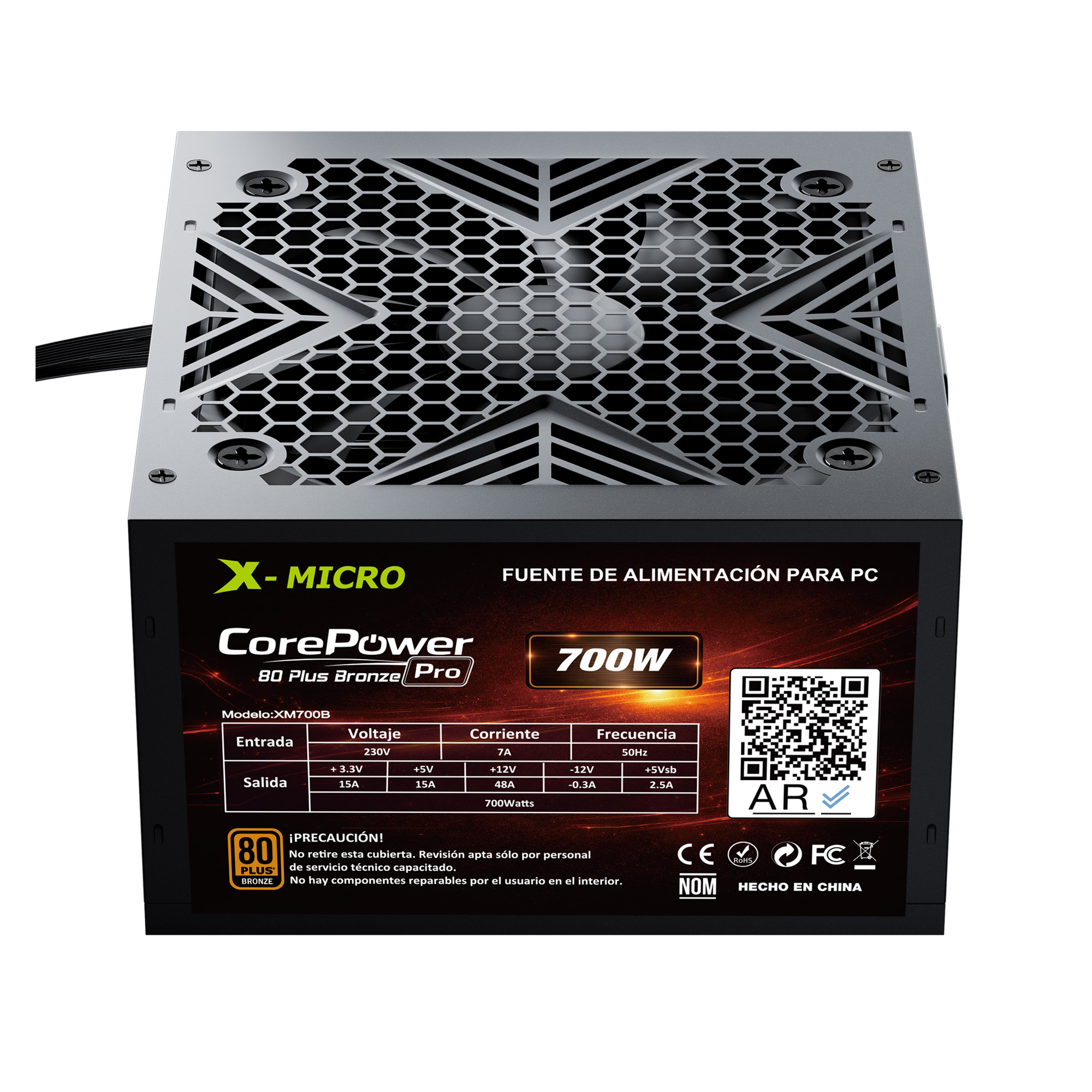 X-MICRO Fuente de Alimentación CorePower 80 Plus Bronze Pro 700W – XM700B